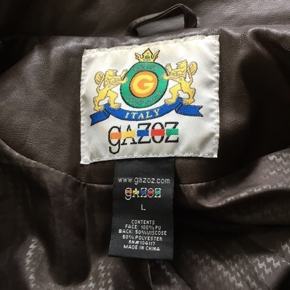 GAZOZ Vintage 80s Faux Leather Moto Style Jacket Large - Picture 11 of 13